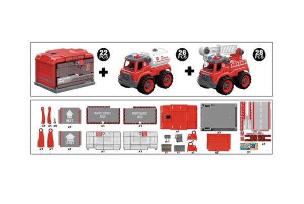 Набір машинок конструктор;іграшки пожежна машина і кран; Набір пожежна цистерна і кран Diy Spatial Creativity