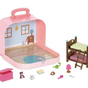 Дитячі іграшки;іграшки Луцьк; Ігровий набір Li'l Woodzeez Кейс рожевий (Двох'ярусне ліжко) з аксесуарами