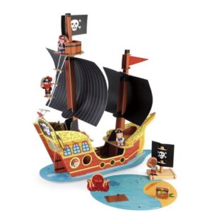 Деревяні іграшки;іграшки Луцьк; Ігровий набір Janod Корабель піратів