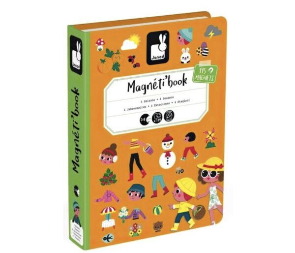 Магнітна книга Janod 4 сезони (J02721);книга на магнітах дитяча;дитяча книжка на магнітах;магнітна книжка;іграшки для дітей;розвиваючі іграшки;janod