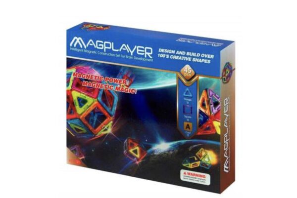 Конструктор Magplayer Магнітний набір 45 елементів (MPA-45);конструктор магнітний;конструктор на магнітах;іграшки дитячі;конструктор;magplayer