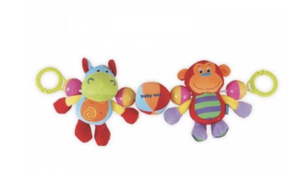 Підвіска плюшева BabyMix TE-9687-48 гіппо та мавпочка;BabyMix;BabyMix Луцьк;BabyMix TE-9687-48;підвіска плюшева;підвіска BabyMix;підвіска до візочка;підвіска в каляску;підвіска BabyMix;дитячі іграшки;іграшки для найменших